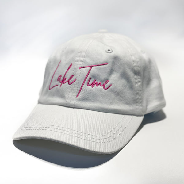 Signature Ball Cap - White w/Fuschia Thread