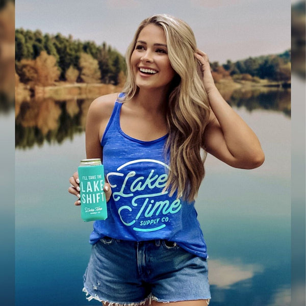 Flowy Racerback Tank - Lake Time Gradient Logo