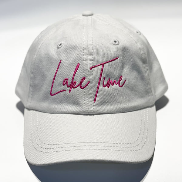 Signature Ball Cap - White w/Fuschia Thread