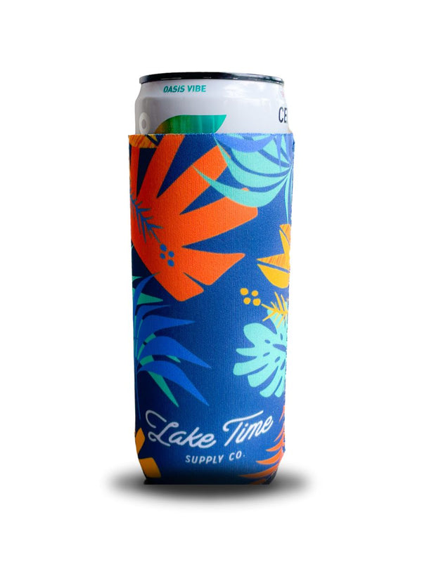 Slim/Tall Coozie - Lake Time Tropical Pattern