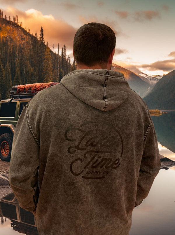 Lake Time Logo Hoodie - Earth Wash Black