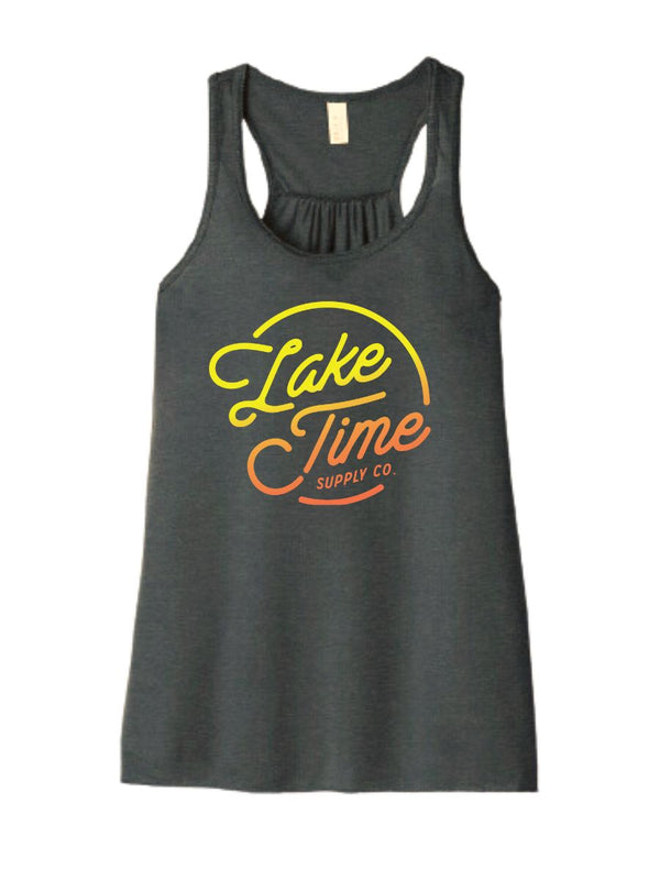 Flowy Racerback Tank - Lake Time Gradient Logo