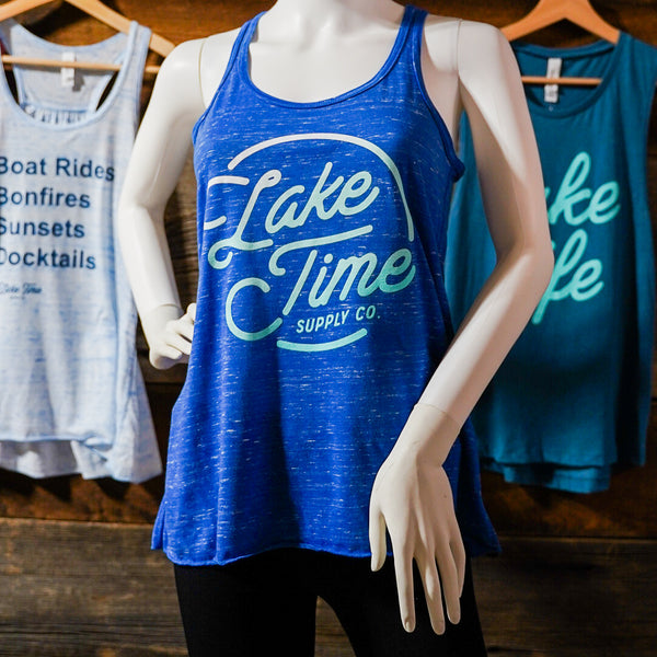 Flowy Racerback Tank - Lake Time Logo - Lake Time Supply Co.