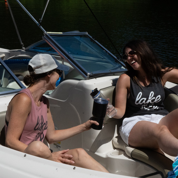 Ladies’ Lake Life Script Muscle Tank - Lake Time Supply Co.