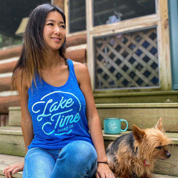 Flowy Racerback Tank - Lake Time Logo - Lake Time Supply Co.