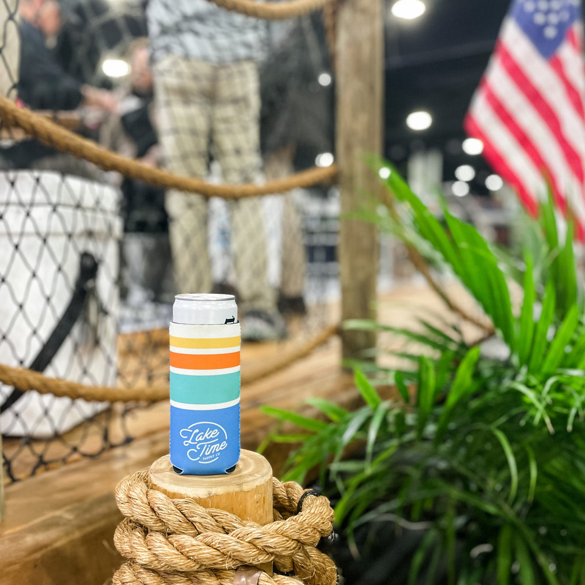 Lake Time Sunset Stripes - Slim/Tall Neoprene Coozie – Lake Time