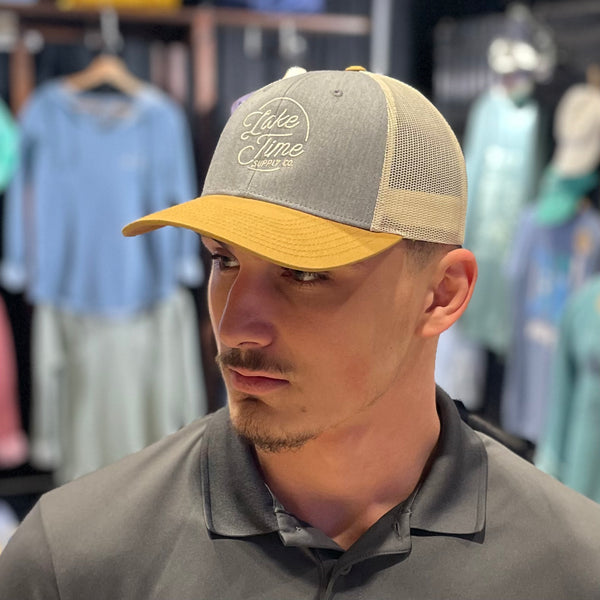 Snapback Trucker Cap - Heather Grey/Gold