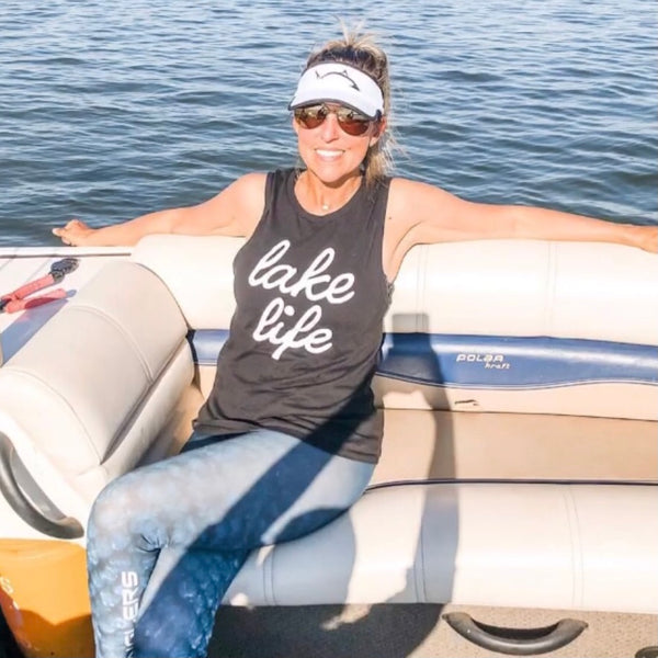 Ladies’ Lake Life Script Muscle Tank - Lake Time Supply Co.