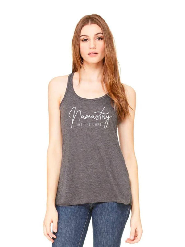 Namastay At The Lake Ladies' Flowy Racerback Tank - Benefitting Mental Health