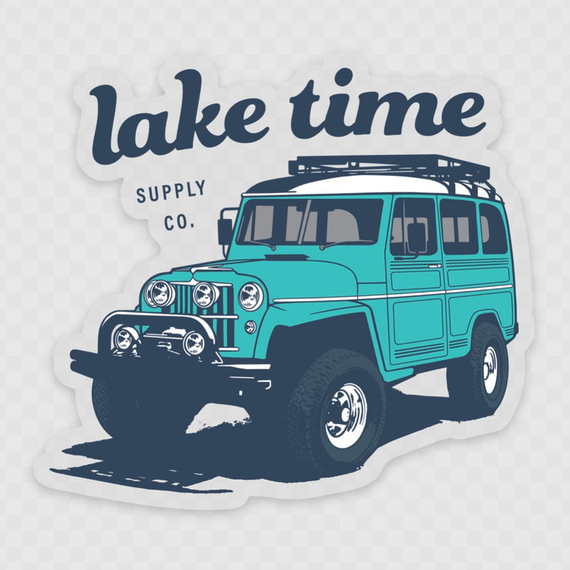 Lake Time Teal Jeep Sticker (Clear Background) - Lake Time Supply Co.