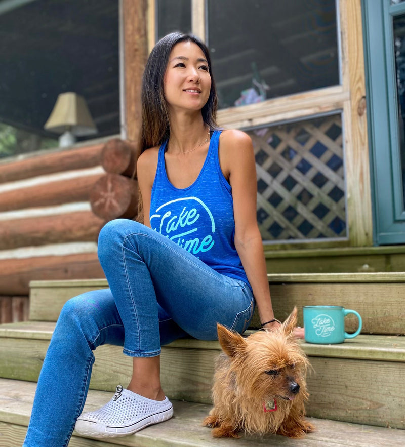 Flowy Racerback Tank - Lake Time Logo - Lake Time Supply Co.