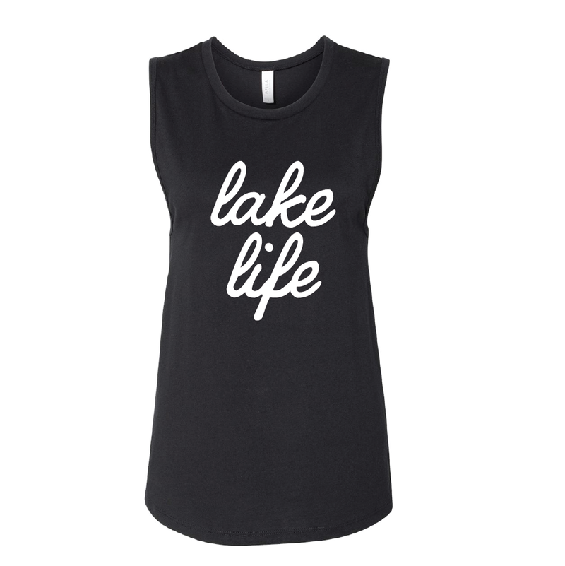 Ladies’ Lake Life Script Muscle Tank - Lake Time Supply Co.