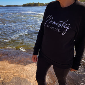 Namastay At The Lake - Black Crewneck - Benefitting Mental Health - Lake Time Supply Co.