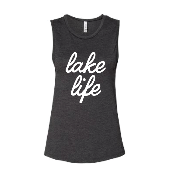Ladies’ Lake Life Script Muscle Tank - Lake Time Supply Co.
